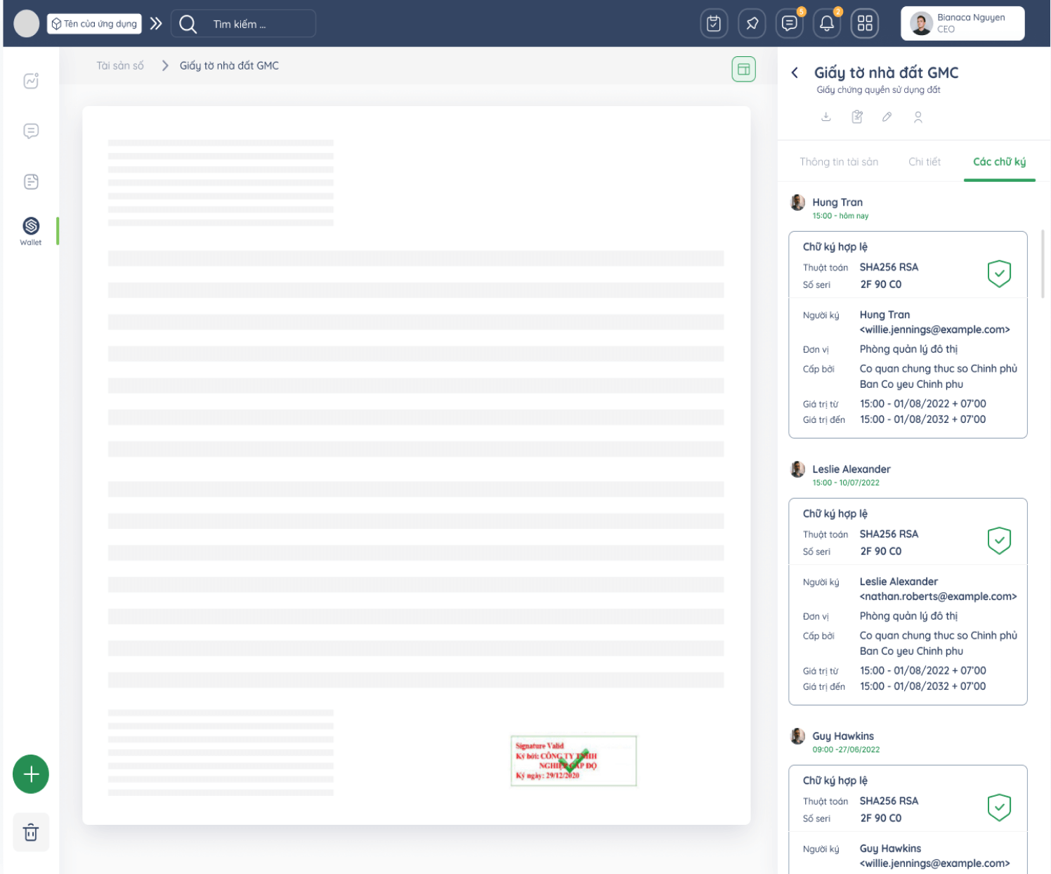 Safely and securely manage digital assets (contracts, certifications...)
