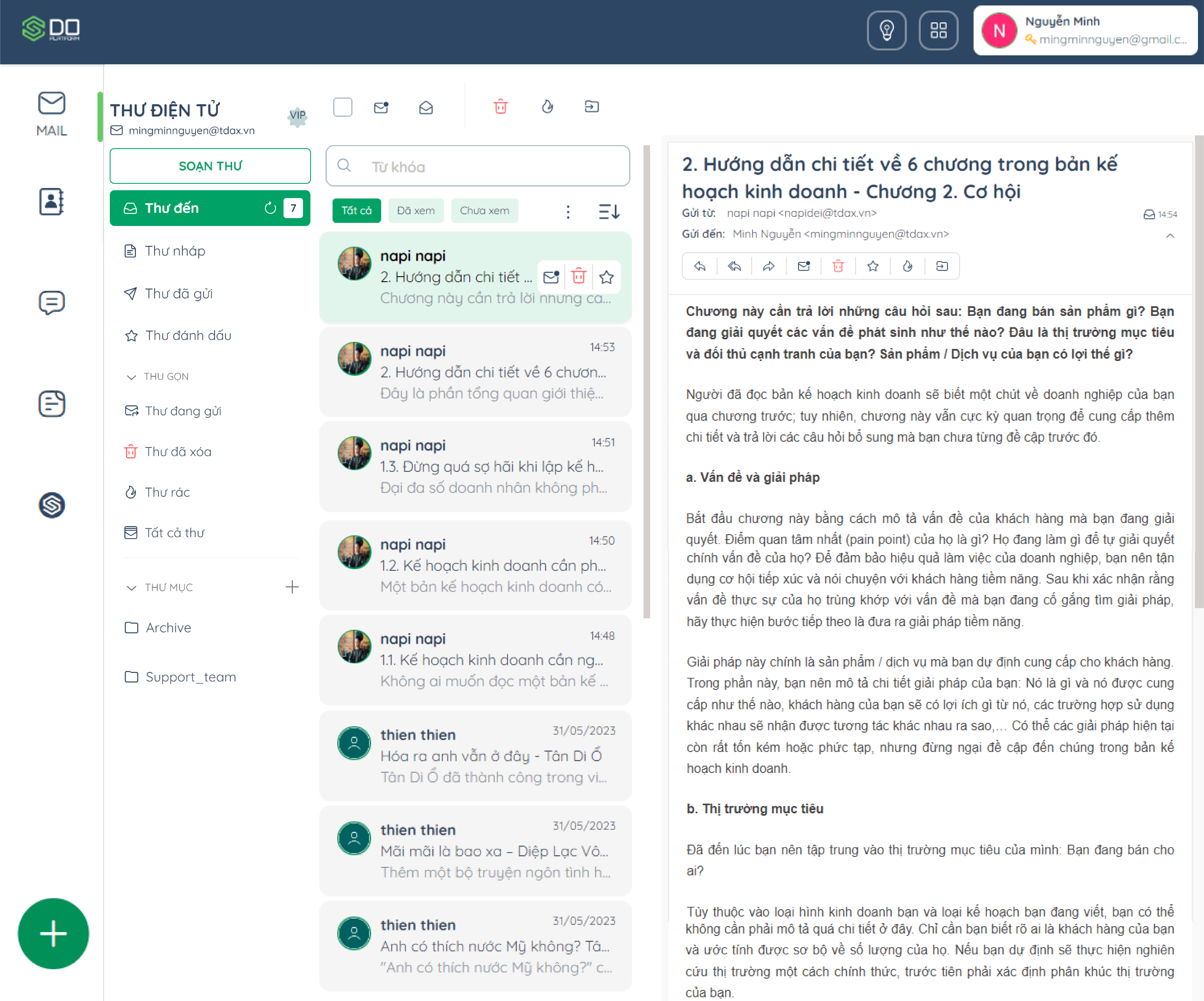 Hệ thống thư điện tử được phát triển nội bộ
