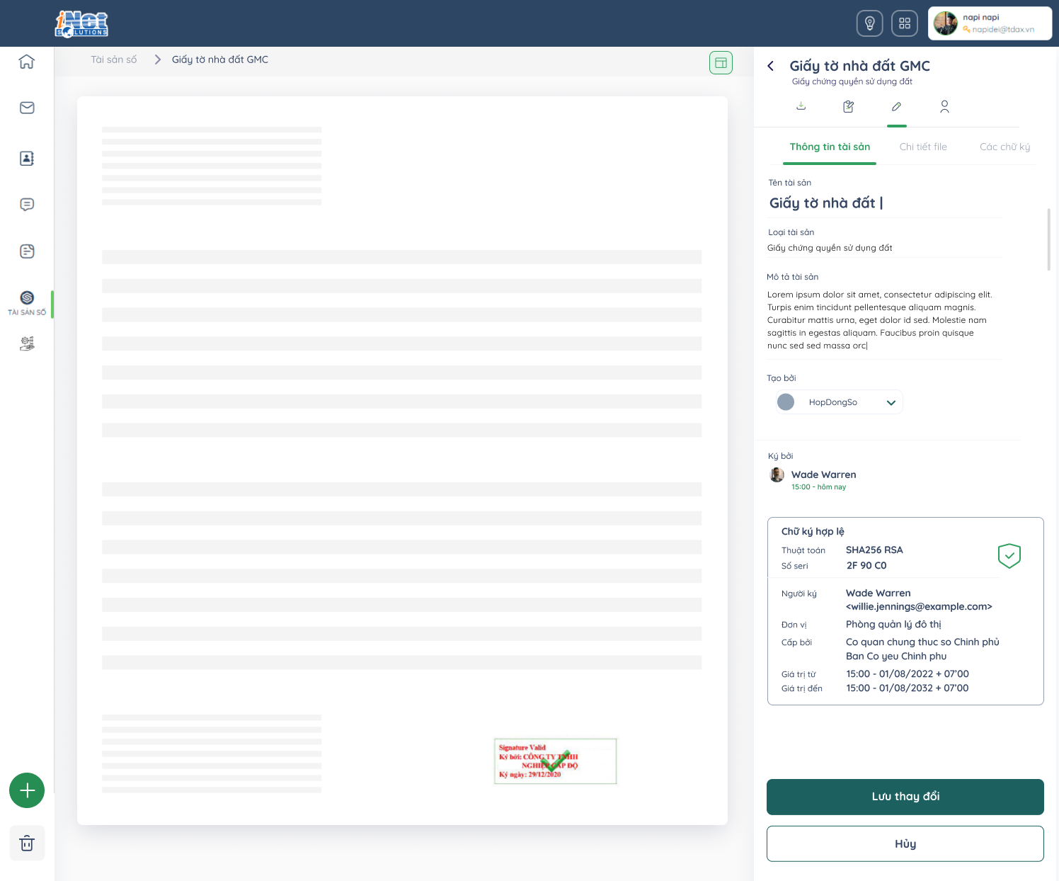 Quản lý tài sản số (Hợp đồng, bằng cấp, tài liệu... ) an toàn, bảo mật